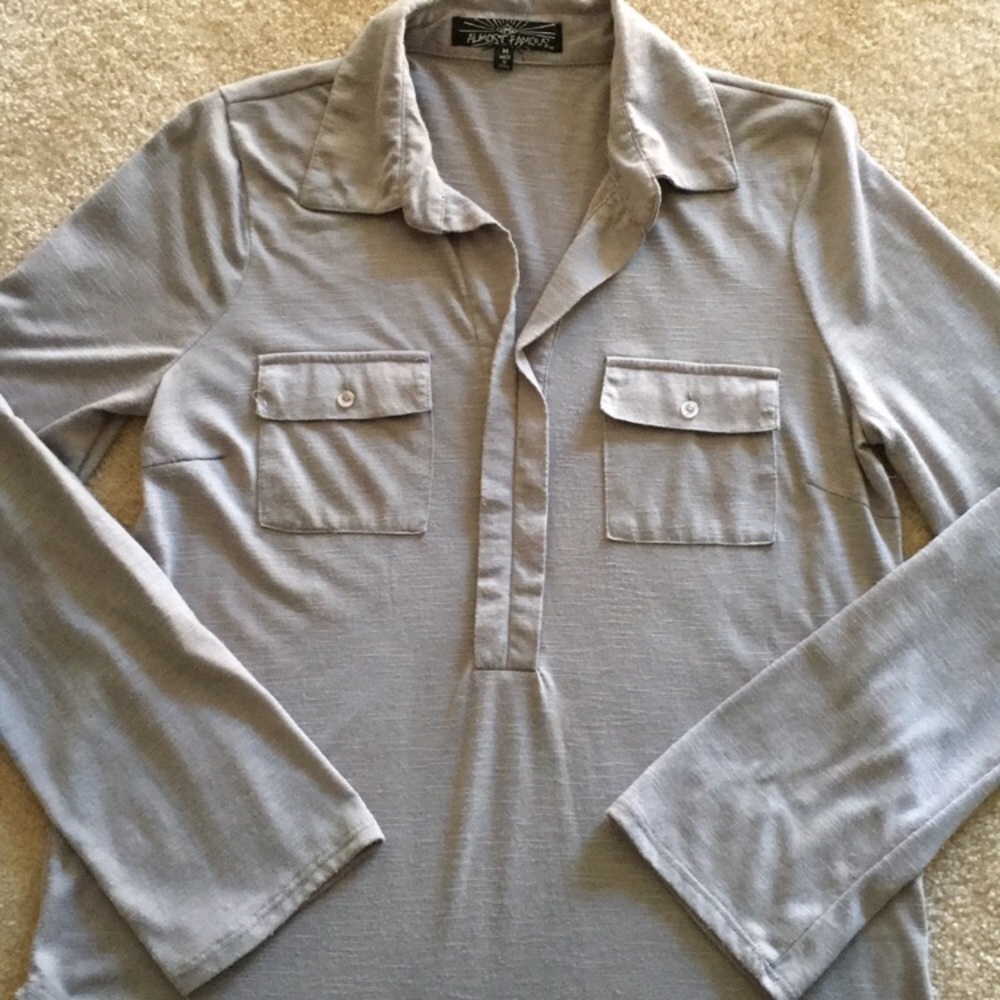 Grey Shirt Quarter Button Up Shirt......Sz. M